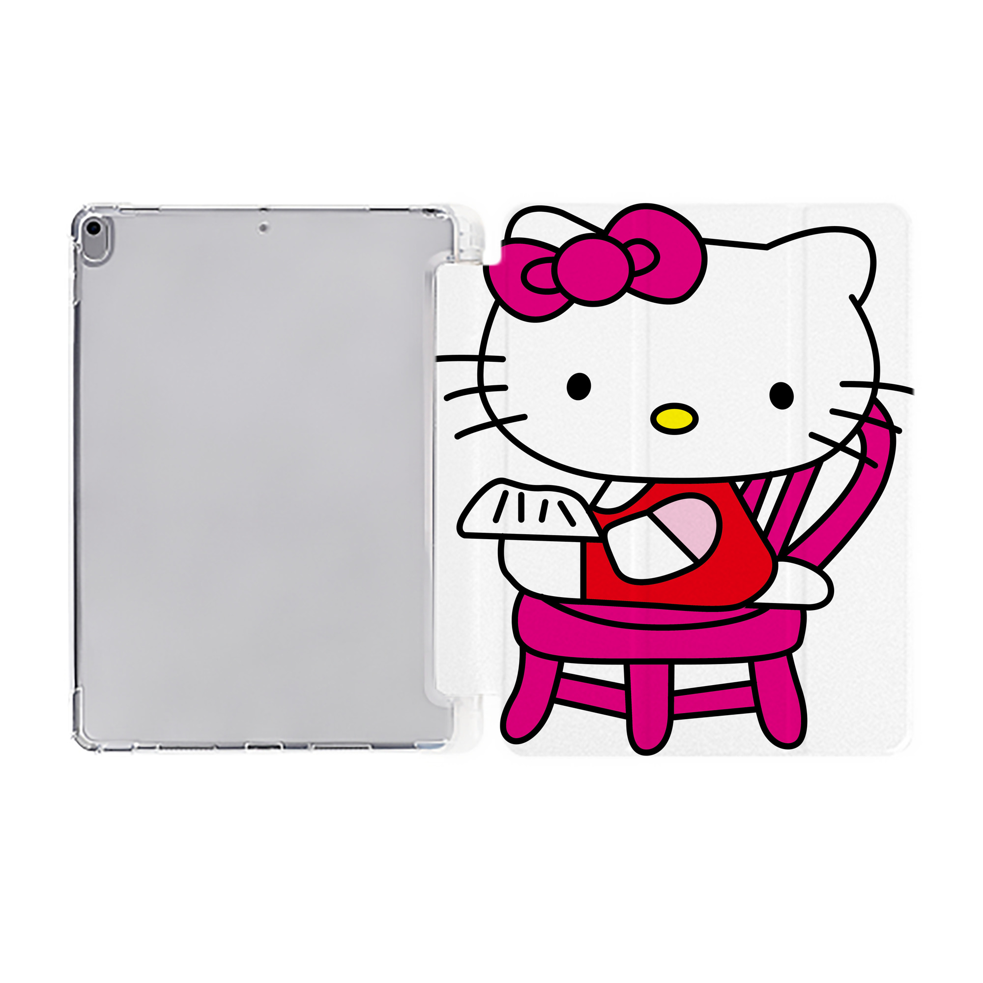 （画像用） Hello Kitty ハローキティ IPad ケース ペン収納付き 三つ折りスタンド PUレザー×シリコン 対応機種9.5/10.5/10.9インチ